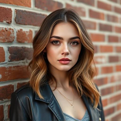 A stylish portrait of a young woman against a brick wall in San Francisco
