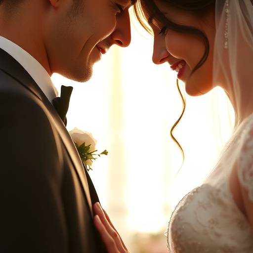 Close-up photograph of a couple exchanging vows during a romantic wedding ceremony.